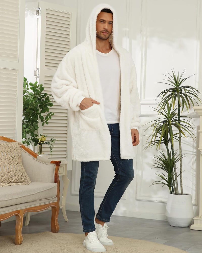 Argstar Hooded Cardigan for Women and Men, Oversized Sweatshirt Fuzzy Fleece Blanket Hoodie Jacket - One Size Fits All - Image 2